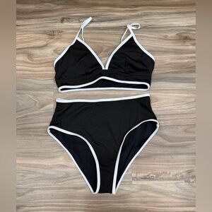 Black Bikini Set with White Trim